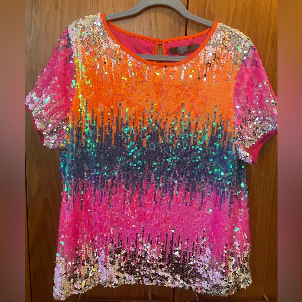 Anthropologie Sequenced Tee, Eva Franco, XL, Purple Motif